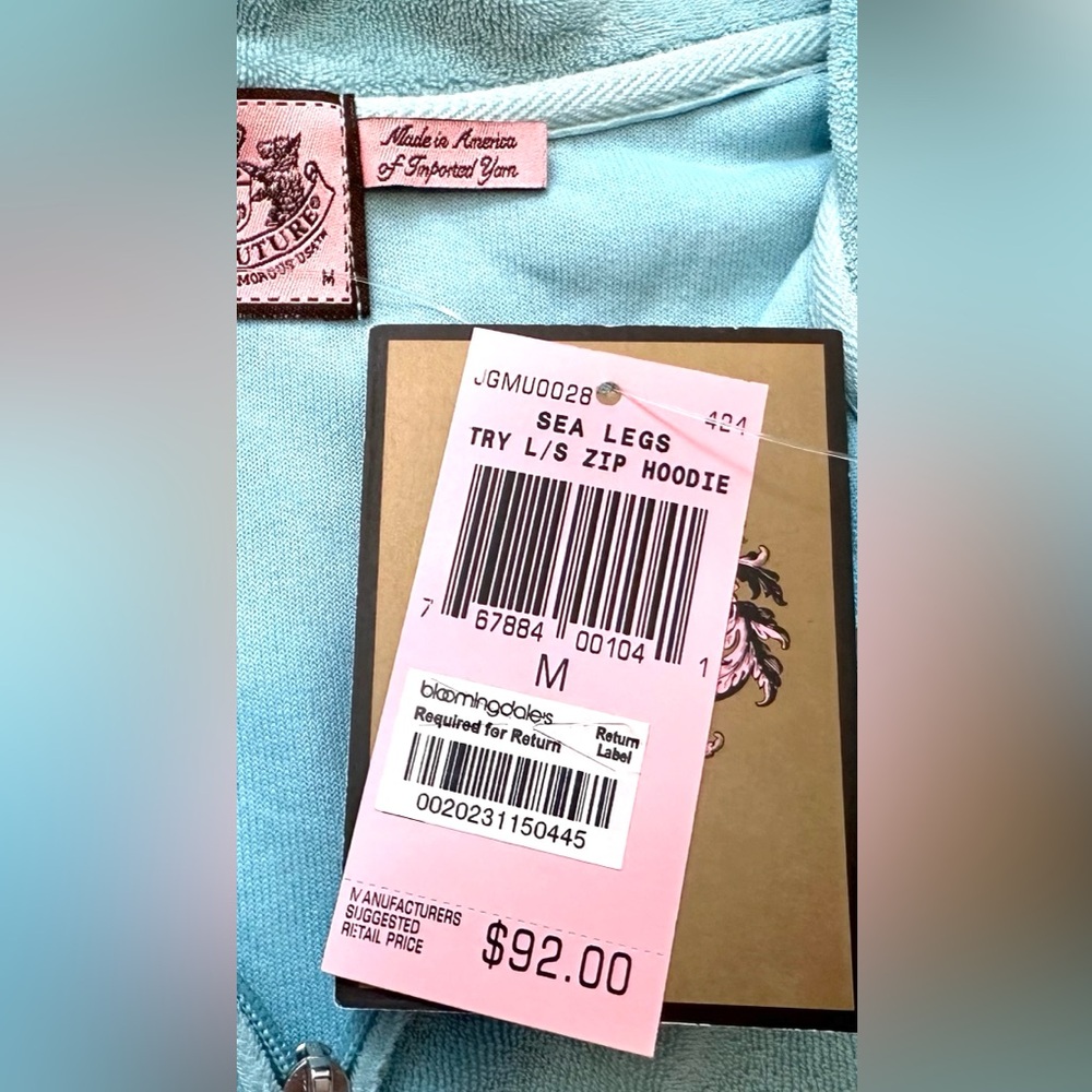 Juicy Couture Turquoise Zip-Up Hoodie M NWT - Picture 6 of 6